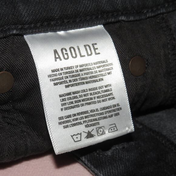 Agolde Black Wash Distressed Nico High Rise Slim Jeans - Picture 11 of 12